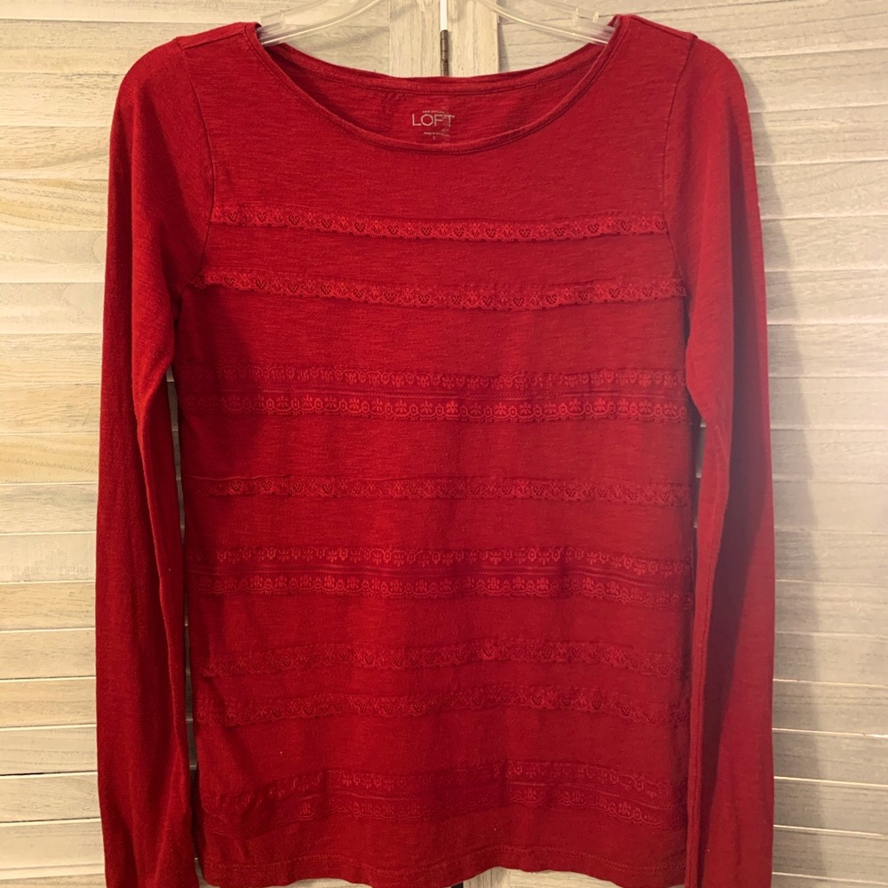 Red long sleeved LOFT tee